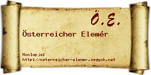Österreicher Elemér névjegykártya